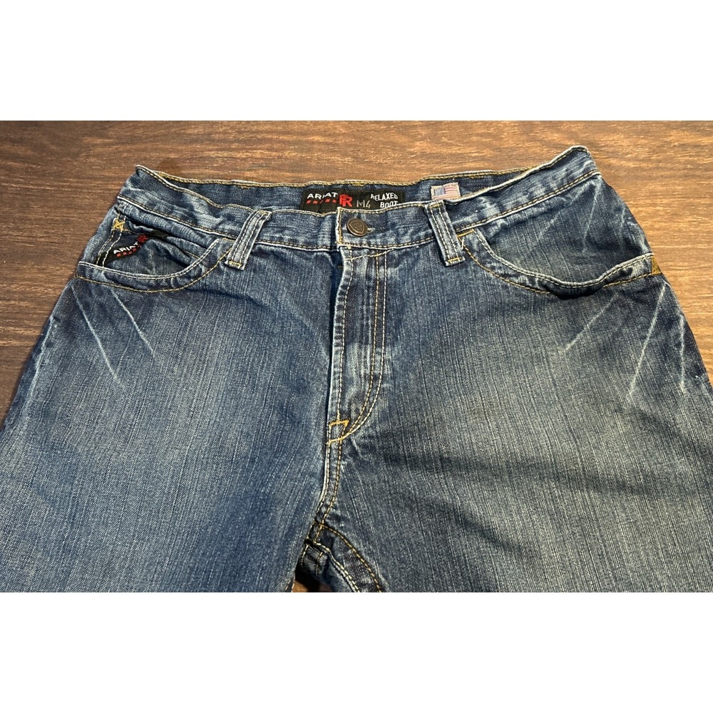 Ariat FR M4 Relaxed Boot Cut Work Jeans Men's 34x30 Flame Resistant Denim Stains - Picture 2 of 12